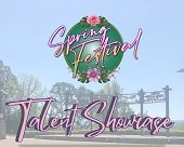 Overlook Park stage with graphic overlay 'Spring Festival Talent Showcase'