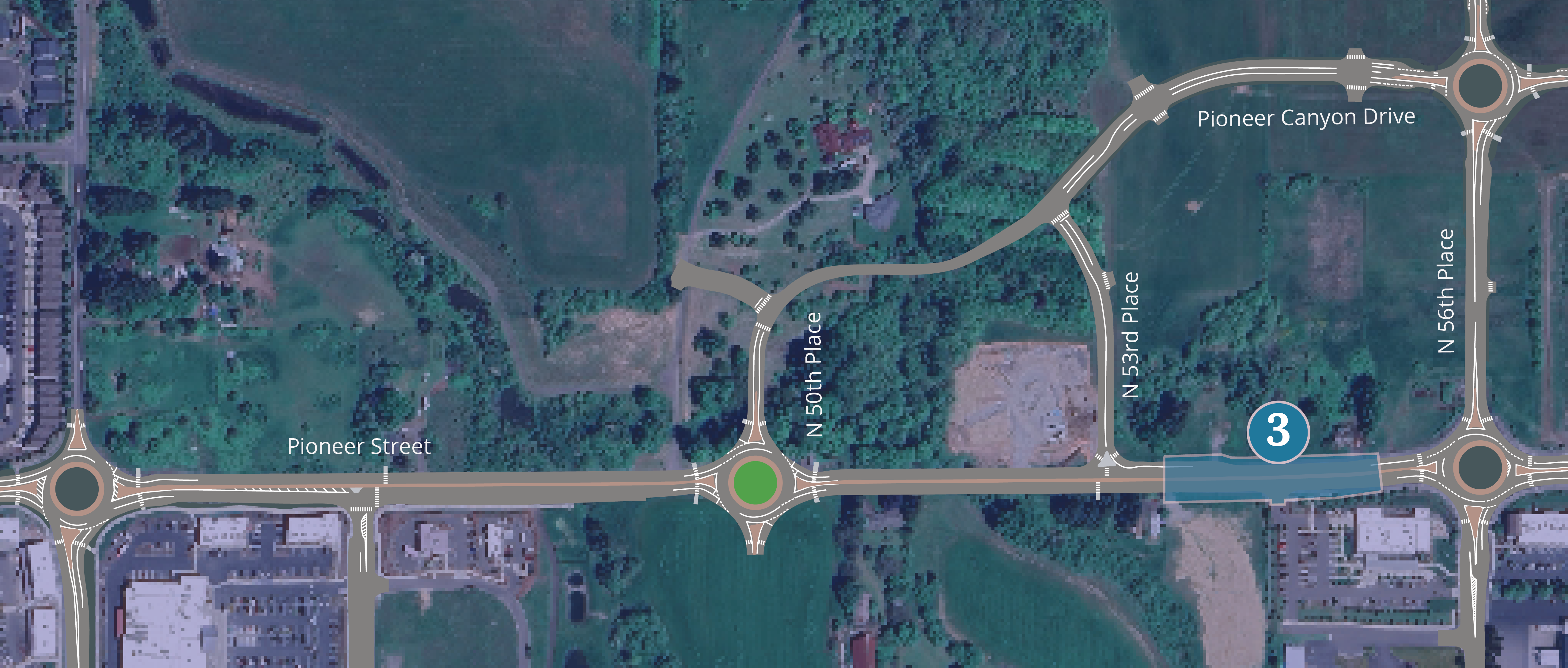 Map of the project area with color overlay for Phase 3 of the project.