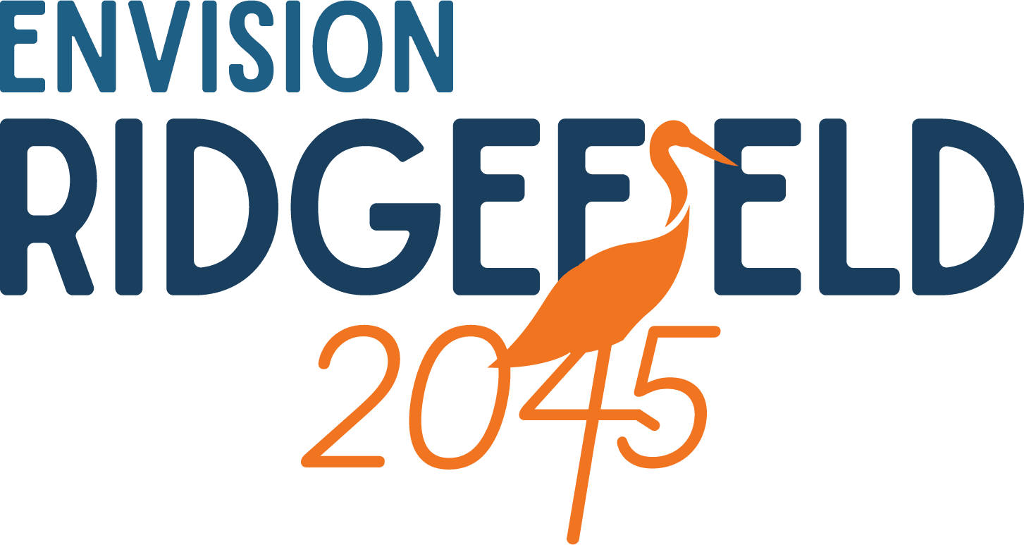 Text \"Envision Ridgefield\" with Sandhill Crane